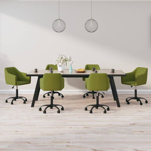 vidaXL Scaune de sufragerie pivotante 6 buc, verde deschis, catifea