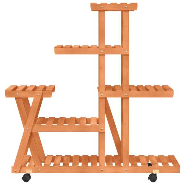 vidaXL Suport pentru flori cu roți, 95x25x101 cm, lemn masiv de brad