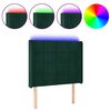 vidaXL Tăblie de pat cu LED, verde &icirc;nchis, 83x16x118/128 cm, catifea