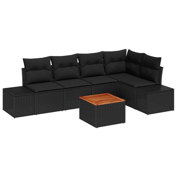 vidaXL Set de canapele pentru grădină 6 pcs Negru