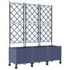 vidaXL Vază de gradină cu spalier și roți 3 buc. Gri 120 x 40 x 149 cm