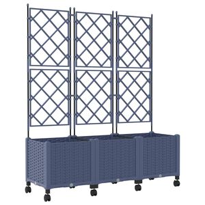 vidaXL Vază de gradină cu spalier și roți 3 buc. Gri 120 x 40 x 149 cm