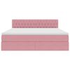 vidaXL Pat cu storage cu saltea cu headboard Roz 180 x 200 cm Catifea