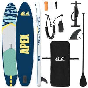vidaXL Plăci de paddle gonflabile APEX 305 x 76 x 15 cm albastru
