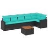 vidaXL Set canapele de grădină cu perne, 7 piese, negru, poliratan