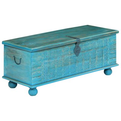 vidaXL Cufăr de depozitare, lemn masiv de mango, albastru 100x40x41 cm