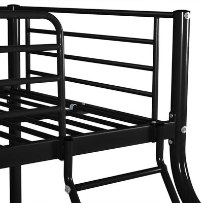 vidaXL Cadru pat supraetajat copii, negru, 140x200/90x200 cm, metal