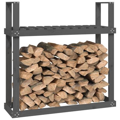 vidaXL Rastel pentru lemne de foc, gri, 110x35x108,5 cm lemn masiv pin