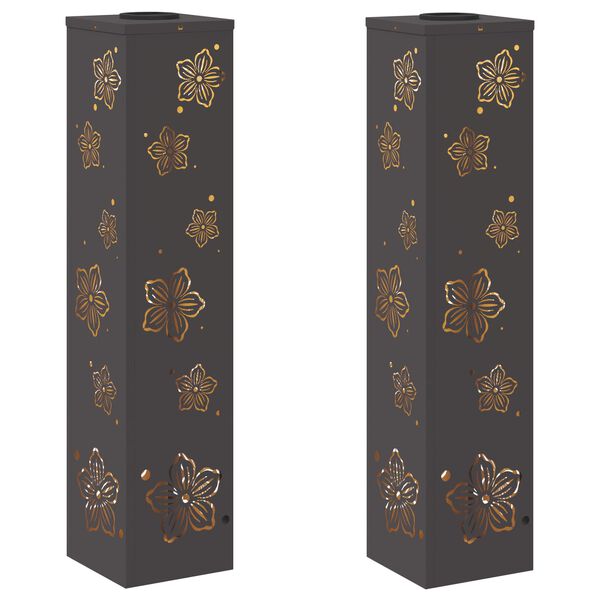 vidaXL Lumină LED Solară pentru Alei 2 pcs Negru Oțel laminat la rece