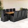 vidaXL Set mobilier de exterior cu perne, 11 piese, negru, poliratan