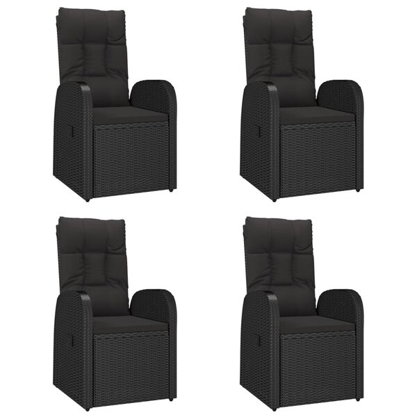 vidaXL Set mobilier de grădină cu perne, 5 piese, negru, poliratan
