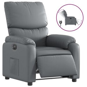vidaXL Fotoliu rabatabil electric, gri, piele ecologică