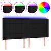 vidaXL Tăblie de pat cu LED, negru, 163x16x118/128 cm, textil