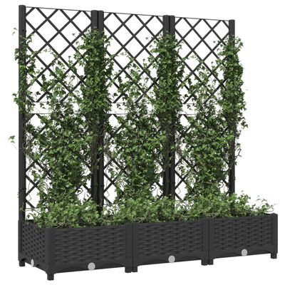 vidaXL Jardinieră de grădină cu spalier negru, 120x40x121,5 cm, PP