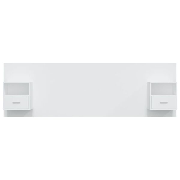 vidaXL Tăblie de pat cu dulapuri, alb extralucios, lemn prelucrat