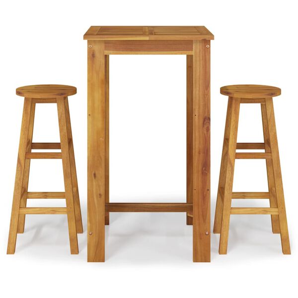 vidaXL Set bar de grădină, 3 piese, lemn masiv de acacia
