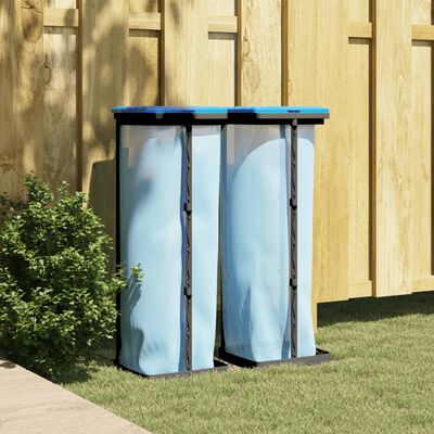 vidaXL Suporturi saci de gunoi, 2 buc., negru și albastru, 120 L, PP