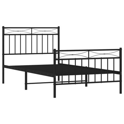 vidaXL Cadru pat metalic cu tăblii de cap/picioare, negru, 100x190 cm