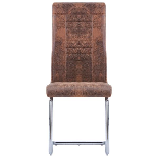 vidaXL Scaune de bucătărie consolă, 2 buc., maro, piele întoarsă eco