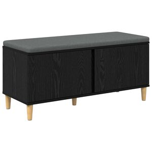 vidaXL Bancă pentru hol cu pernă cu ușă Stejar Negru 60 x 38 x 46 cm