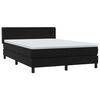 vidaXL Pat box spring cu saltea, negru, 140x210 cm, catifea