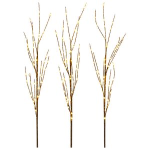 vidaXL Decorațiune de Crăciun crenguță din cupru cu LED 3 buc. Maro