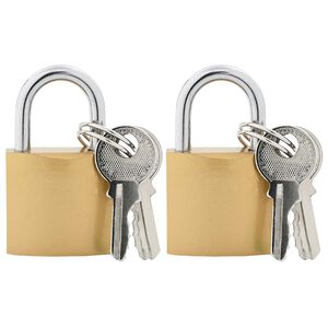 vidaXL U Lock cu Chei 2 buc. Alamă Fier