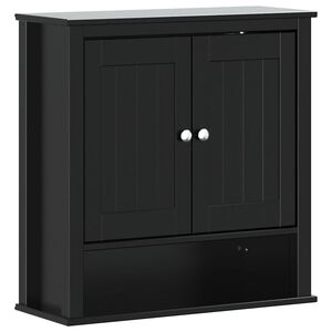 vidaXL Dulap de baie de perete "BERG" negru 69,5x27x71,5 cm lemn masiv