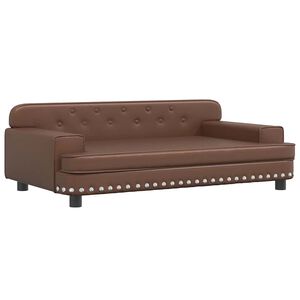 vidaXL Pat de c&acirc;ini, maro, 90x53x30 cm, piele ecologică