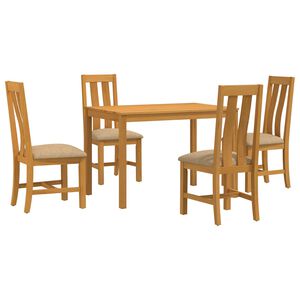 vidaXL Set de dining 5 buc. Bej Lemn de stejar masiv