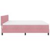 vidaXL Pat cu arcuri cu saltea cu headboard Roz 200 x 200 cm Catifea