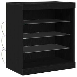 vidaXL Bufet LED Stejar Negru 60,5 x 37 x 67 cm Lemn compozit