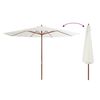 vidaXL Umbrelă de soare exterior, st&acirc;lp din lemn, alb nisipiu, 350 cm