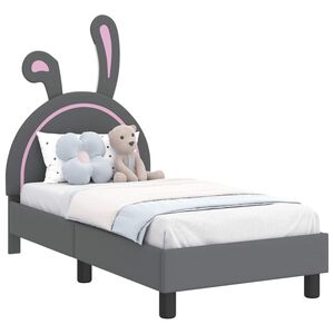 vidaXL Cadru de pat pentru copii cu spătar Gri deschis 70 x 140 cm PU