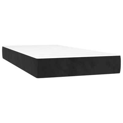 vidaXL Pat box spring cu saltea, negru, 90x200 cm, catifea