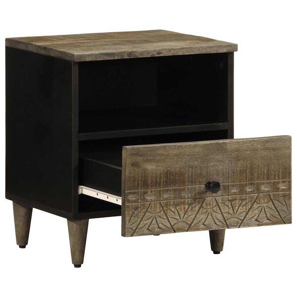 vidaXL Noptiera gri deschis 40x33x46 cm lemn masiv de mango