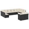 vidaXL Set canapele de grădină, 12 piese, cu perne, negru, poliratan
