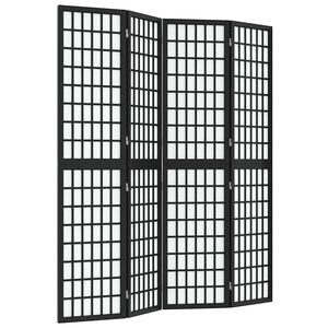 vidaXL Paravan pliabil cu 4 panouri, stil japonez, negru, 160x170 cm