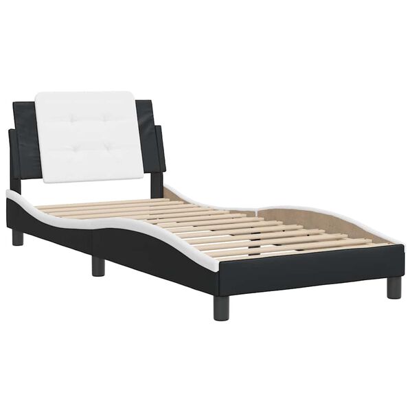 vidaXL Cadru de pat fără saltea Zadar negru și alb 100x200cm piele artificială