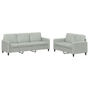vidaXL Set canapea, 2 piese, gri deschis, catifea