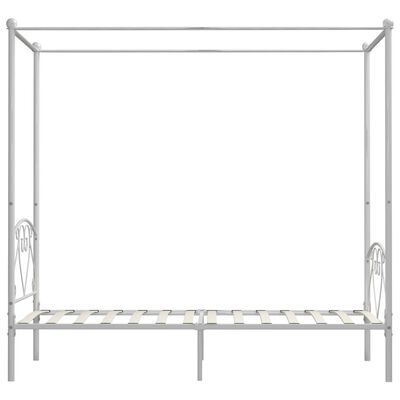 vidaXL Cadru de pat cu baldachin, alb, 120 x 200 cm, metal