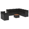 vidaXL Set canapele de grădină cu perne, 10 piese, negru, poliratan