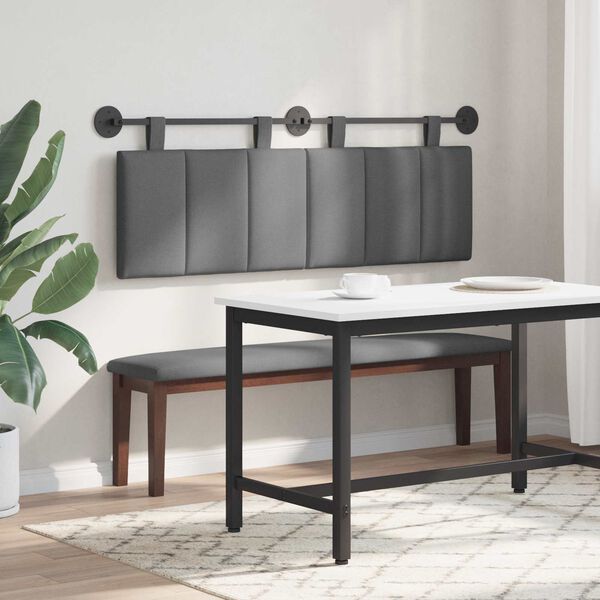 vidaXL Cap de pat suspendat Dungi Gri &icirc;nchis 150 x 55 x 5 cm țesătură