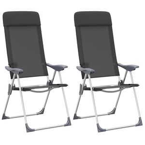 vidaXL Scaune de camping pliante, 2 buc., negru, aluminiu