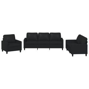 vidaXL Set de canapele cu perne, 3 piese, negru, piele ecologică