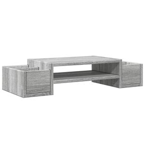 vidaXL Suport monitor cu depozitare, sonoma gri, 70x27x15 cm lemn