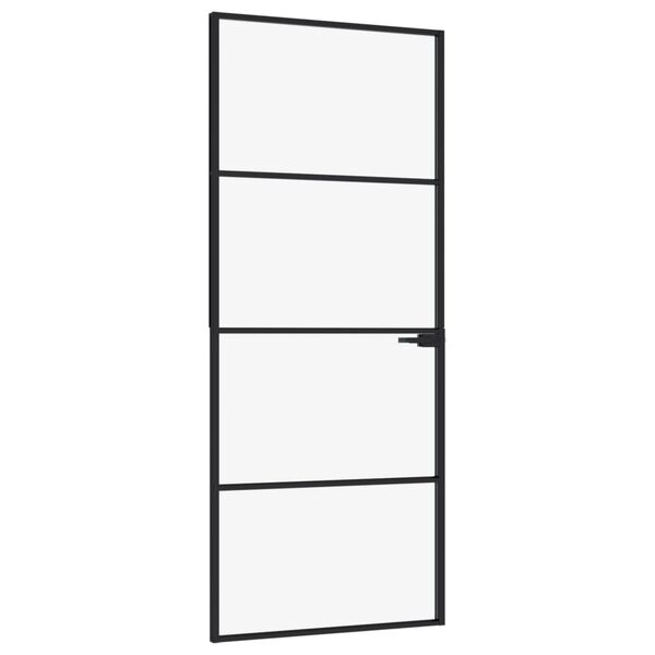 vidaXL Ușă de interior negru 83x201,5 cm sticlă securiz./aluminiu slim