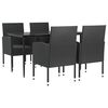 vidaXL Set mobilier de grădină, 5 piese, negru, poliratan și oțel