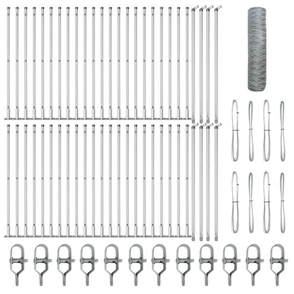 vidaXL St&acirc;lp de gard. Argintiu 100 x 0,6 m (plasă de 50 mm) Oțel
