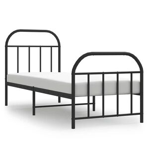 vidaXL Cadru pat metalic cu tăblii de cap/picioare, negru, 75x190 cm